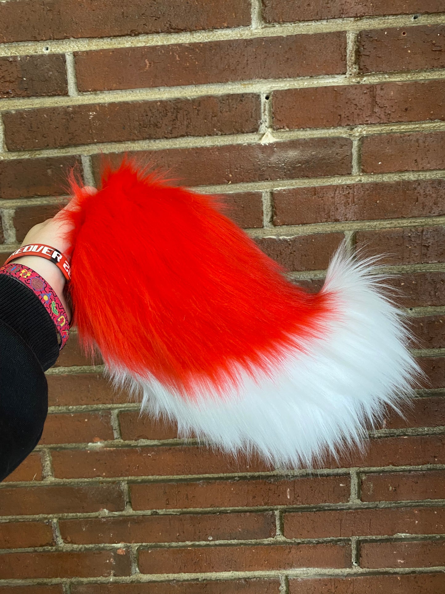 Red and White Nub Tail for Cosplay and Fursuiting