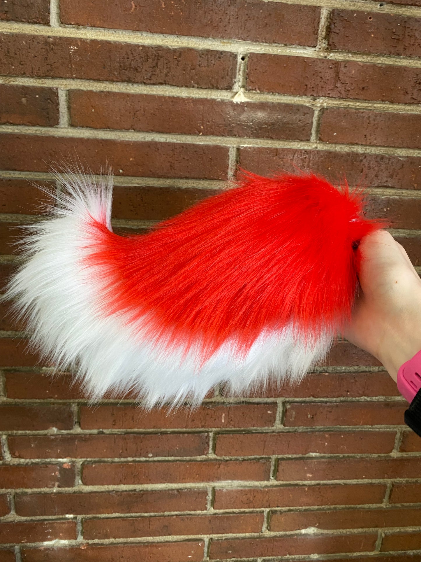 Red and White Nub Tail for Cosplay and Fursuiting