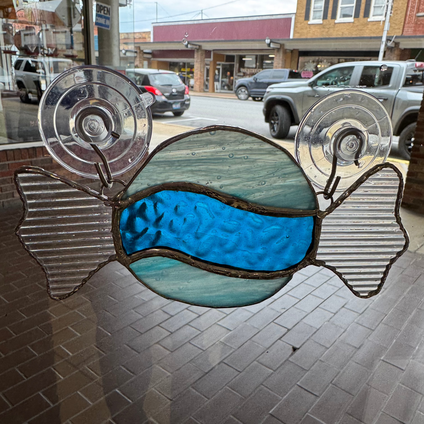 Blue Raspberry Candy Stained Glass Suncatcher
