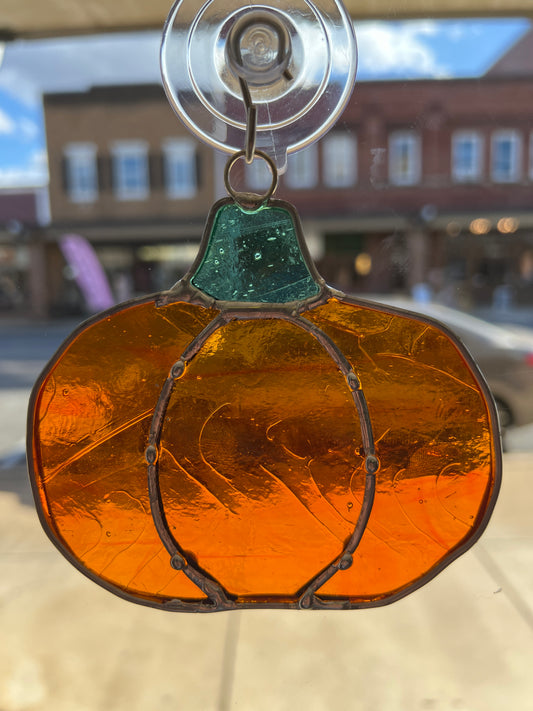 Orange Stained Glass Pumpkin