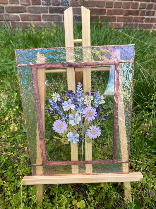 Custom Stained Glass Dried Floral Panel