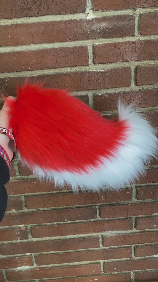 Red and White Nub Tail for Cosplay and Fursuiting